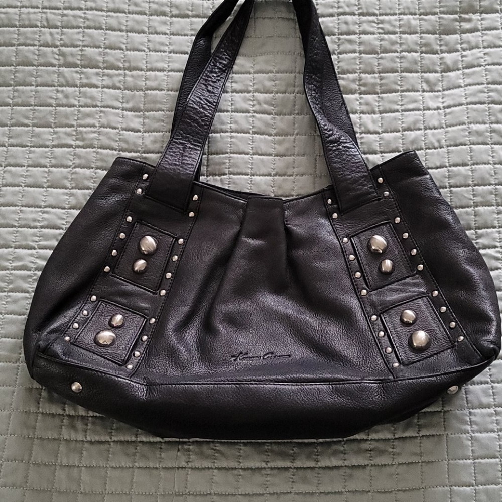 Kenneth Cole Black Studded Tote Bag